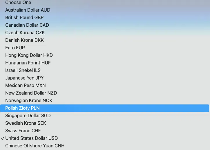 Interactive Brokers Base Currencies